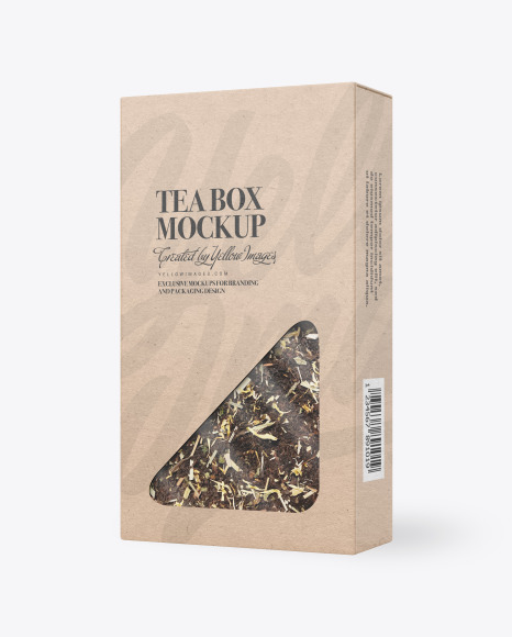 Kraft Paper Box with Tea Mockup