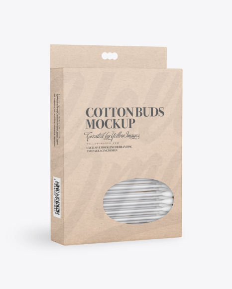 Kraft Box With Cotton Buds Mockup
