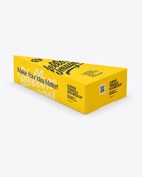 Glossy Plastic Triangle Cheese Box Mockup