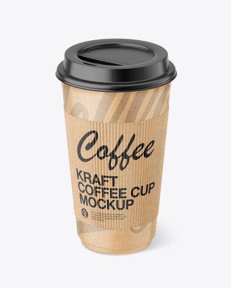 Kraft Paper Coffee Cup With Kraft Holder Mockup
