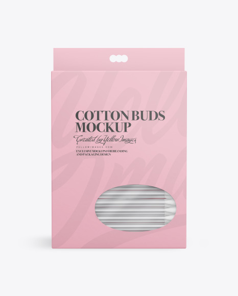 Paper Box With Cotton Buds Mockup