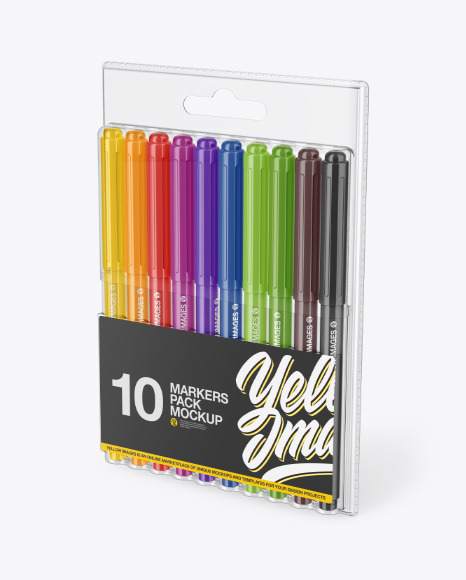 10x Glossy Markers Pack Mockup