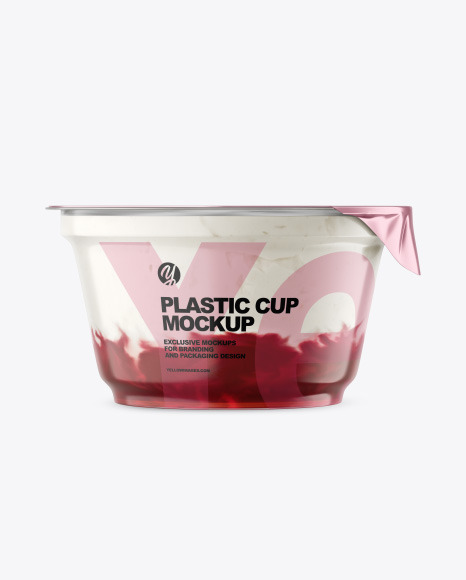 Plastic Cup w/ Yogurt and Cherry Jam