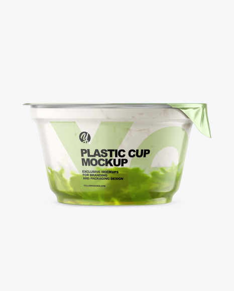 Plastic Cup w/ Yogurt and Kiwi Jam