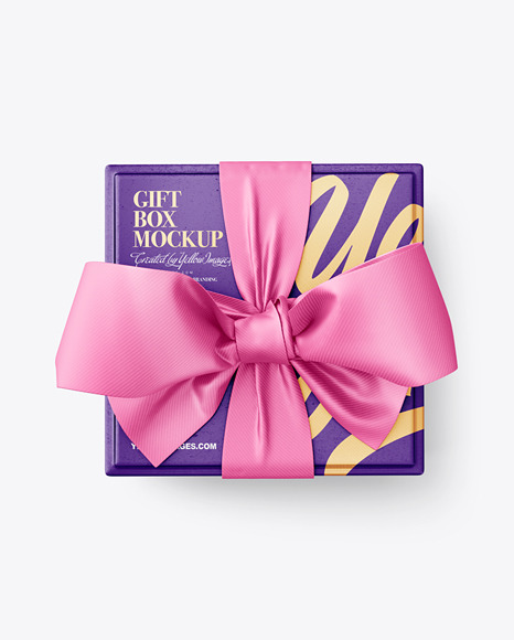Gift Box With Tied Bow Mockup