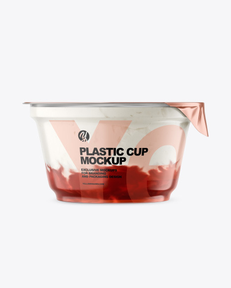 Plastic Cup w/ Yogurt and Strawberry Jam