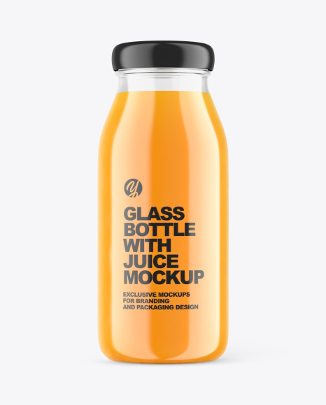 Glass Bottle with Multifruit Juice Mockup