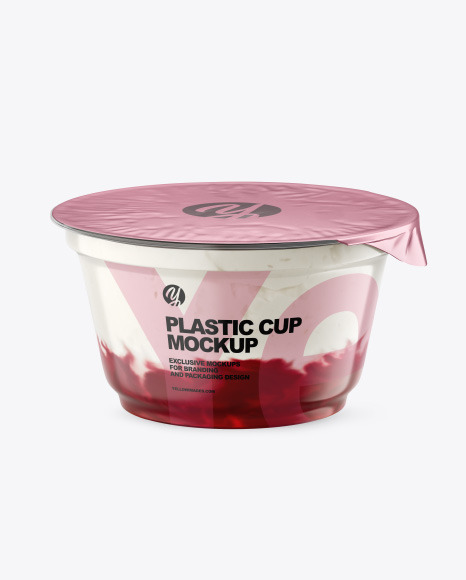 Plastic Cup w/ Yogurt and Cherry Jam