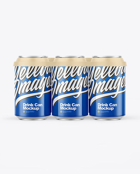 6 Pack Glossy Cans with Holder Mockup