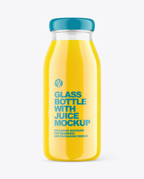 Glass Bottle with Orange Juice Mockup