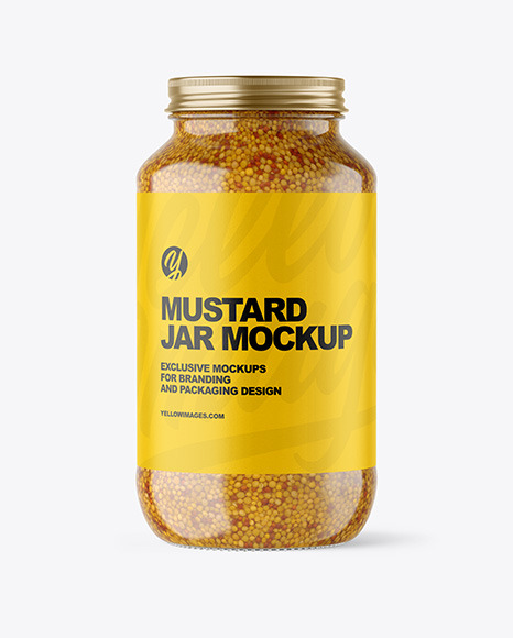 Clear Glass Jar with Wholegrain Mustard Mockup