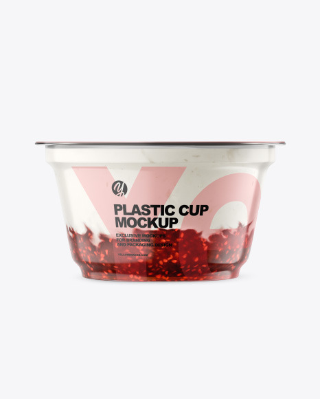 Plastic Cup w/ Yogurt and Raspberry Jam
