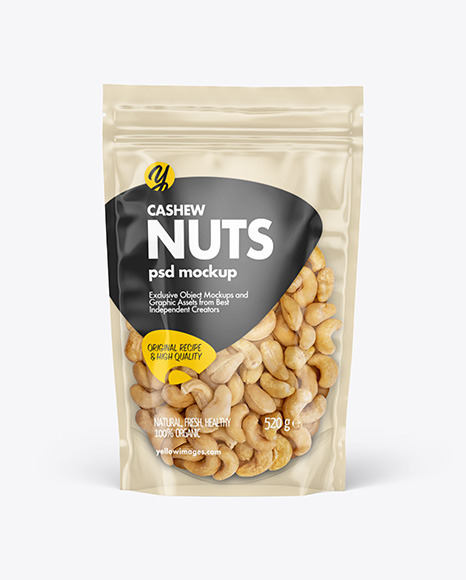 Clear Plastic Pouch w/ Cashew Nuts Mockup