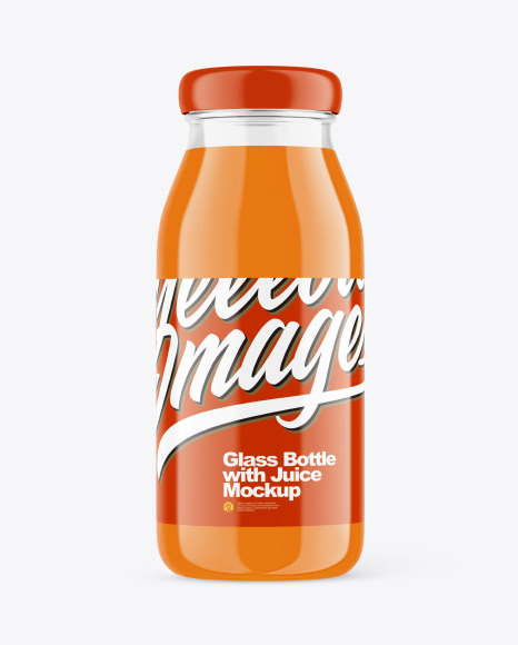 Glass Bottle with Carrot Juice Mockup
