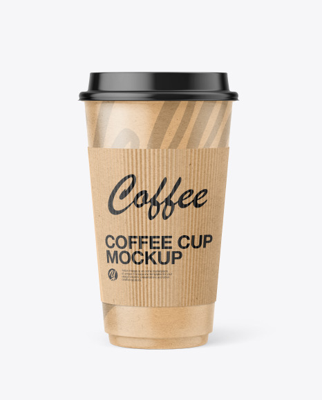 Kraft Paper Coffee Cup with Holder Mockup