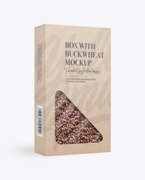 Kraft Paper Box with Buckwheat Mockup