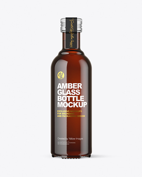 Dark Amber Glass Bottle Mockup