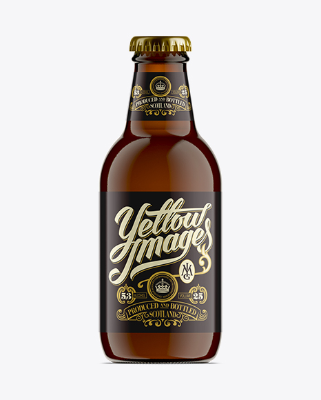 25cl Stubby Amber Glass Beer Bottle Mockup