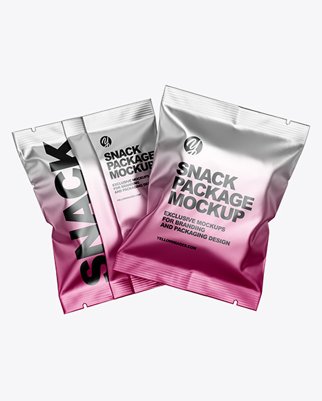 Two Matte Metallic Snack Package Mockup