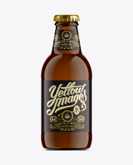 25cl Stubby Amber Glass Bottle For Beer Mockup
