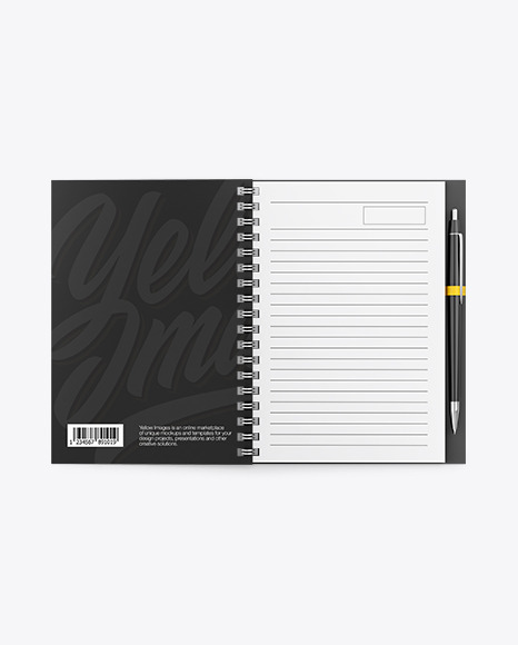 Notebook With Writing Pen Mockup