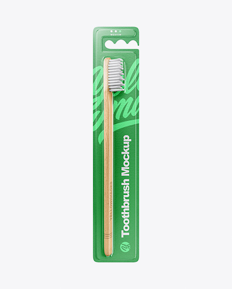 Blister Pack with Wooden Toothbrush Mockup