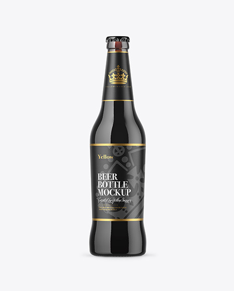 500ml Dark Amber Stout Beer Bottle Mockup