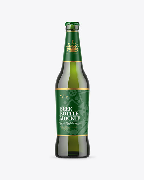 500ml Green Glass Beer Bottle Mockup