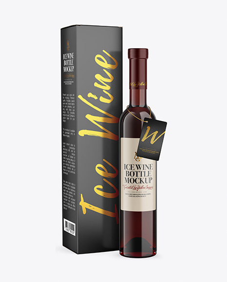 Clear Glass Red Wine Bottle With Box Mockup