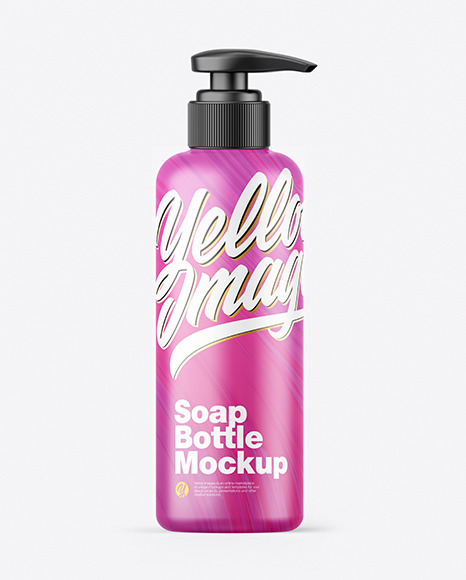 Matte Soap Bottle w/ Pump Mockup