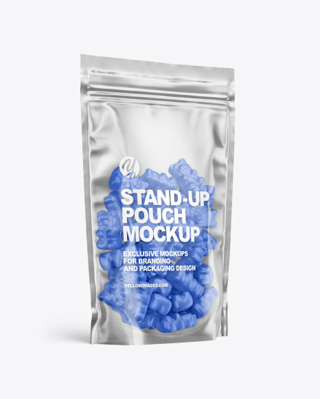 Stand-up Pouch with Gummies Mockup