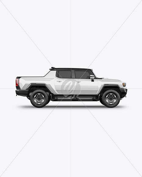 Electric Pickup Truck Mockup  - Side View