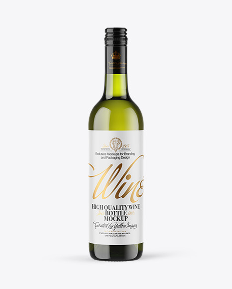 Green Glass White Wine Bottle with Screw Cap Mockup