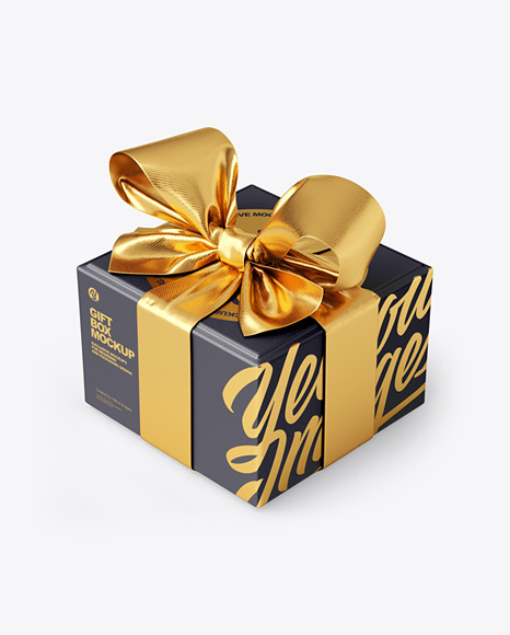 Gift Box With Tied Bow Mockup