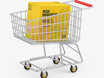 Shopping Cart W/ Paper Box Mockup