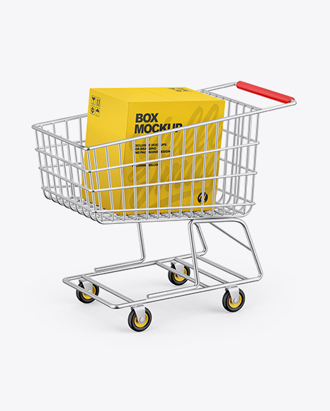 Shopping Cart W/ Paper Box Mockup