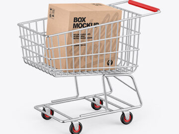 Shopping Cart W/ Kraft Box Mockup