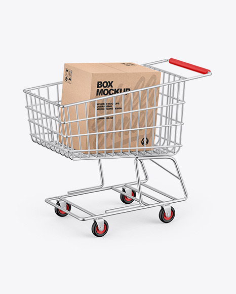 Shopping Cart W/ Kraft Box Mockup