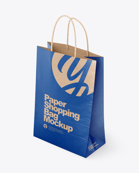 Kraft Paper Shopping Bag Mockup - Half Side View