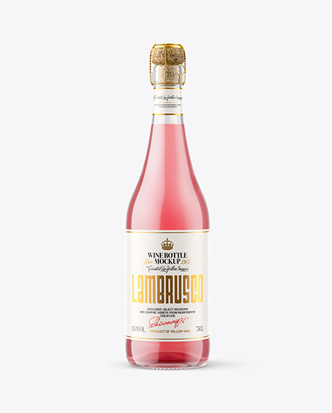 Clear Glass Bottle w/ Pink Wine Mockup