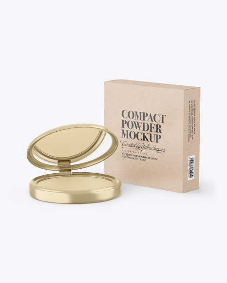 Metallic Compact Powder With Kraft Box Mockup