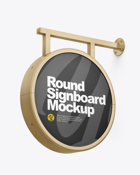 Metallic Round Signboard Mockup