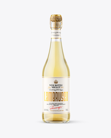 Clear Glass Bottle w/ White Wine Mockup