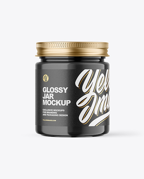 Glossy Cosmetic Jar with Metallic Cap Mockup