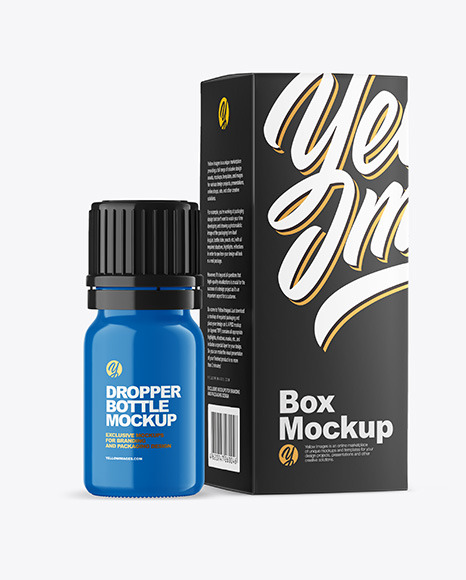 Glossy Bottle with Box Mockup