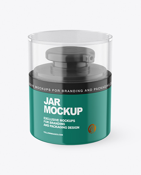 Glossy Cosmetic Jar with Pump Mockup