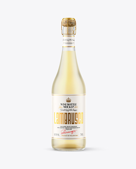 Frosted Glass Bottle w/ White Wine Mockup