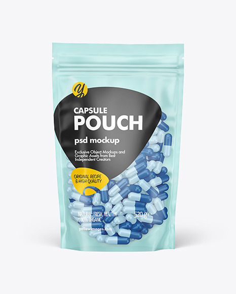 Frosted Plastic Pouch w/ Pills Mockup