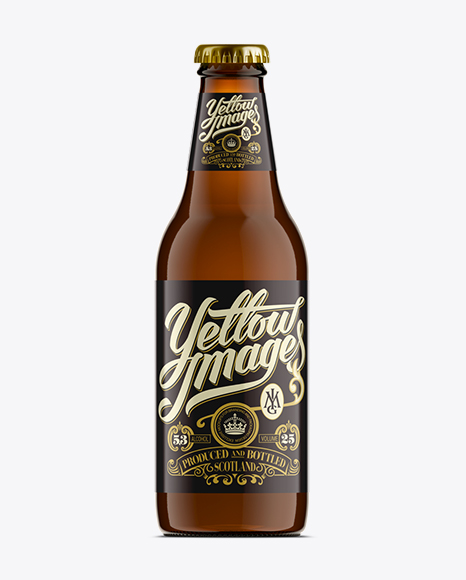 330ml Vishy Amber Glass Beer Bottle Mockup