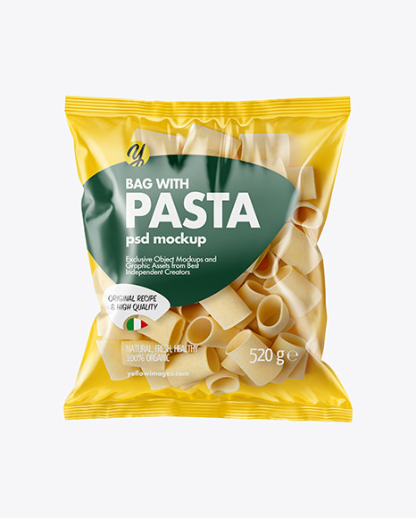 Plastic Bag With Paccheri Pasta Mockup